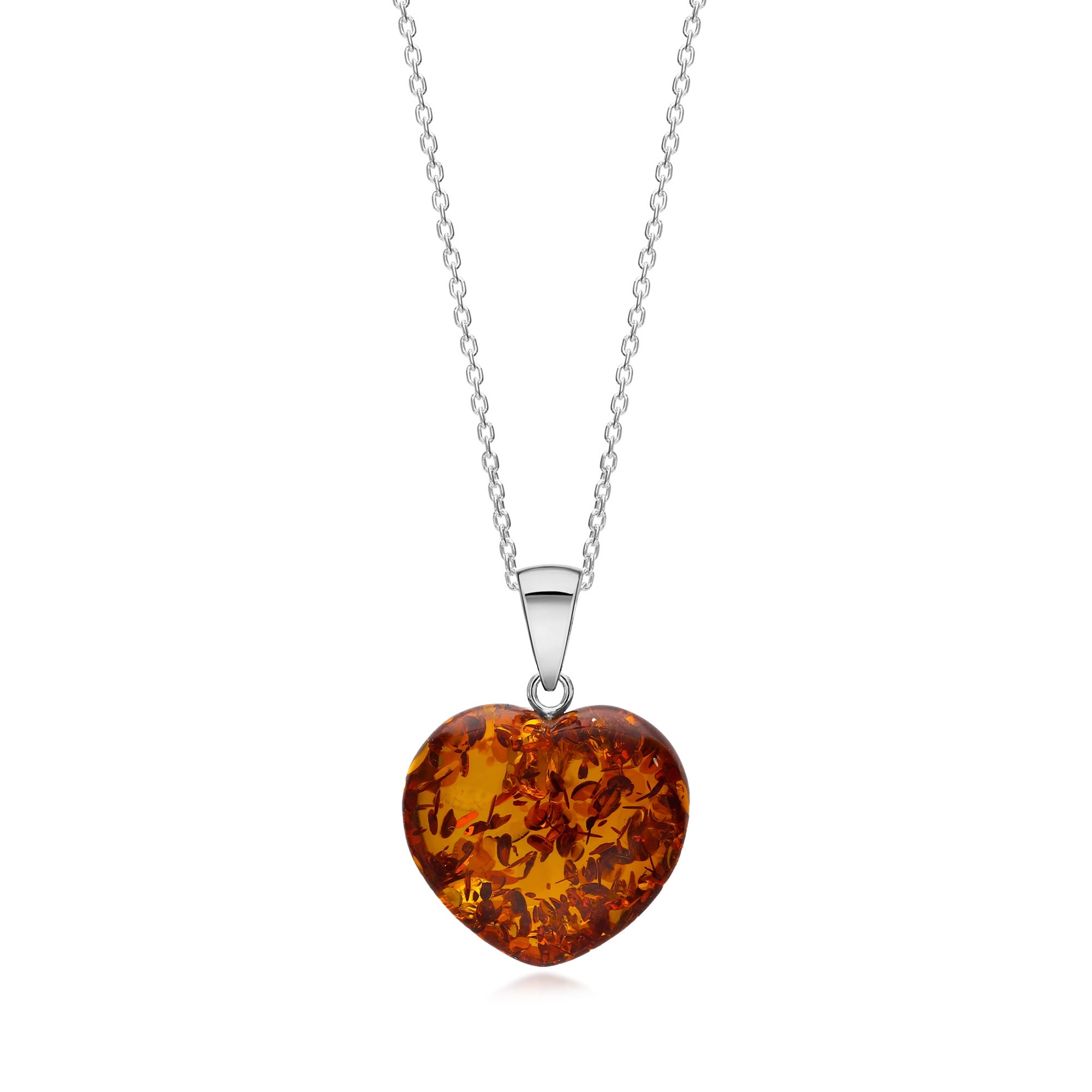 Amber Free Form Curved Heart Pendant