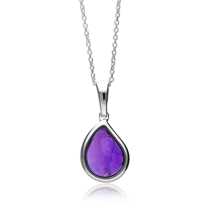 Sterling Silver Amethyst Designer Teardrop Pendant