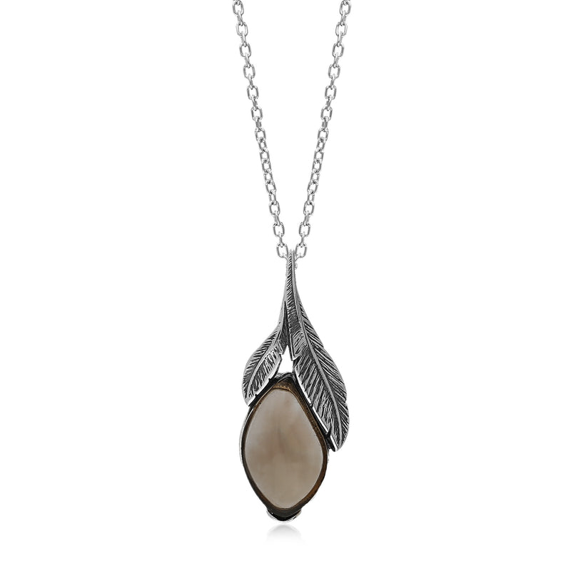 Sterling Silver Smoky Quartz Feather Pendant