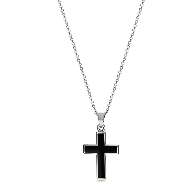 Sterling Silver Whitby Jet Cross Pendant