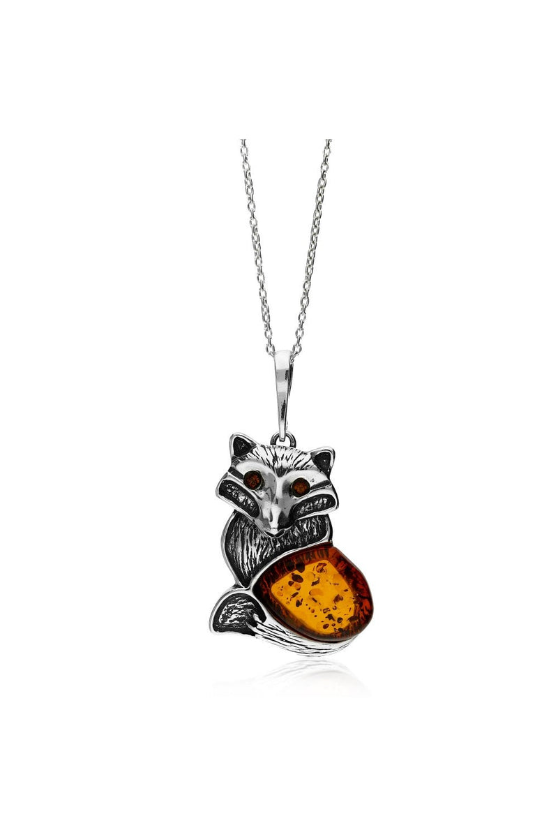 Sterling Silver Amber Fox Pendant
