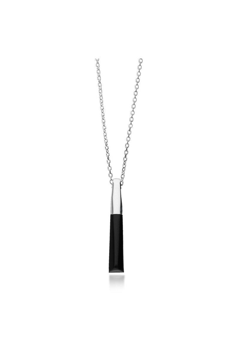 Sterling Silver Whitby Jet Large Designer Bar Pendant