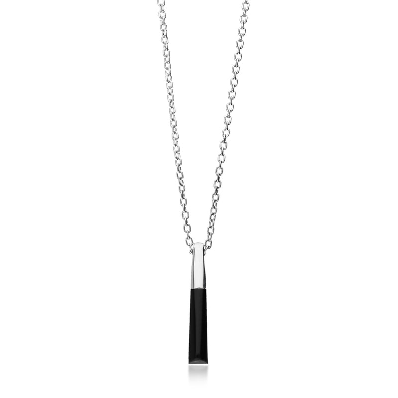 Sterling Silver Whitby Jet Small Designer Bar Pendant