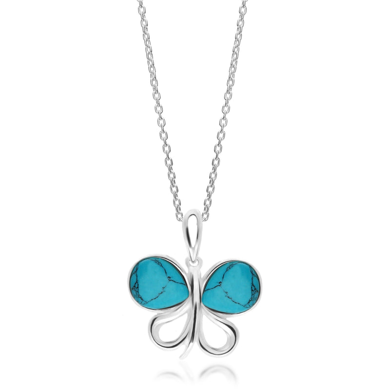 Sterling Silver Turquoise Butterfly Pendant