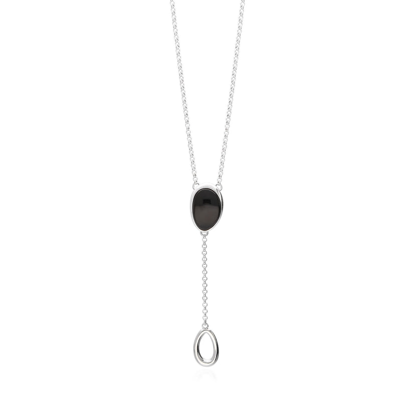 Sterling Silver Whitby Jet Oval Necklace