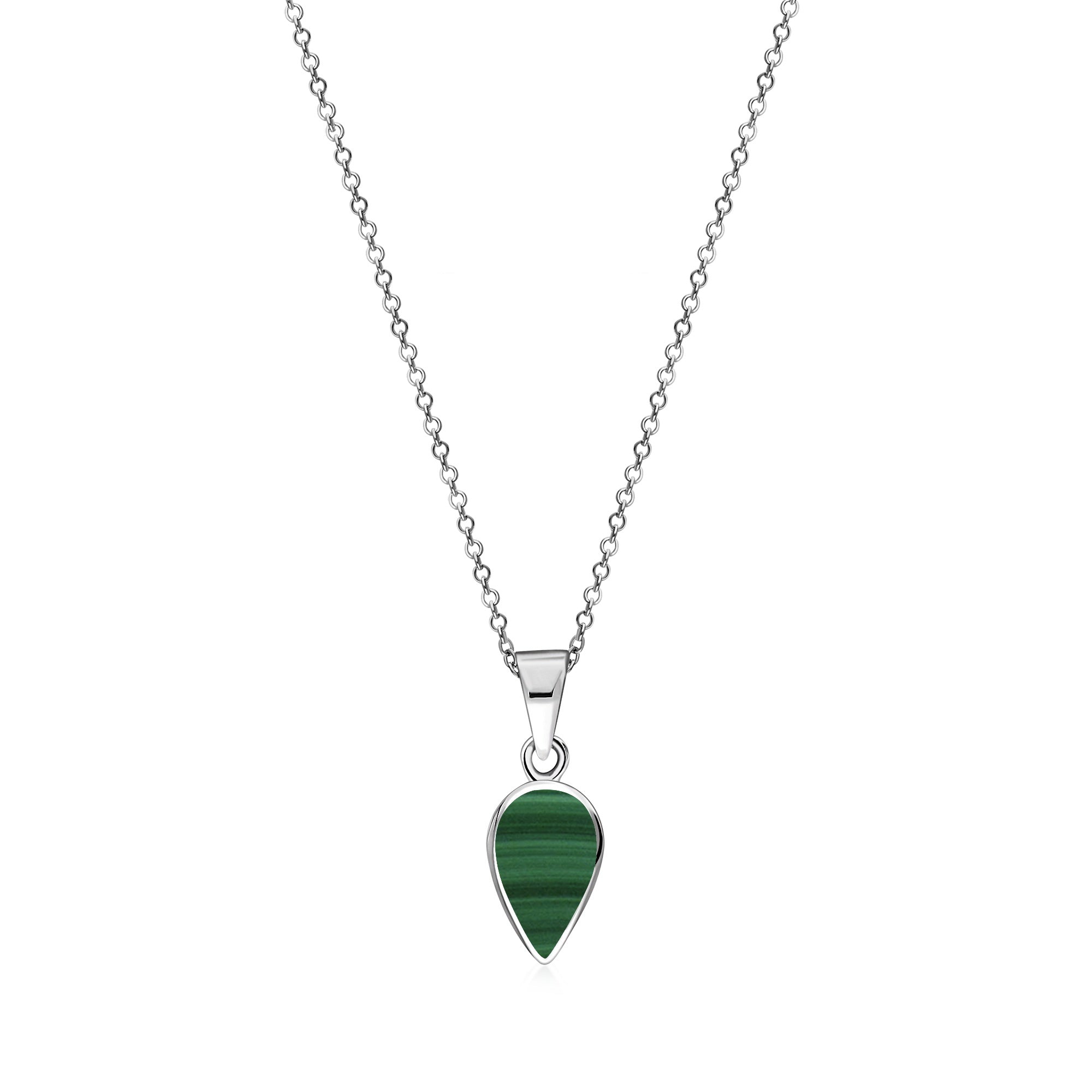 Sterling Silver Malachite Small Pear Drop Pendant