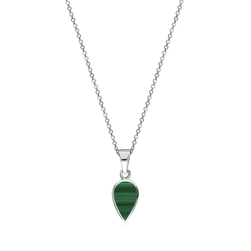 Sterling Silver Malachite Small Pear Drop Pendant