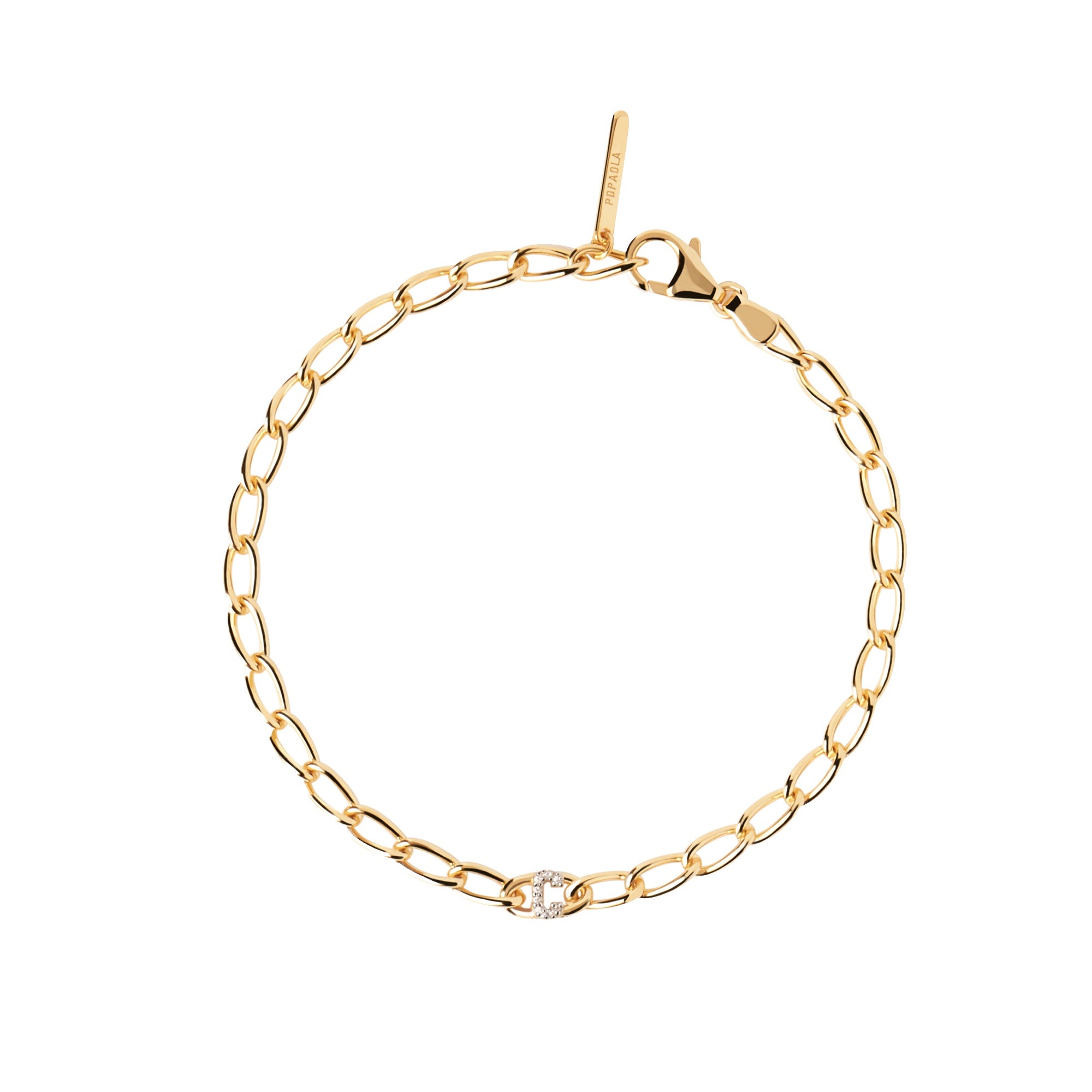 Letter C Chain Gold Bracelet