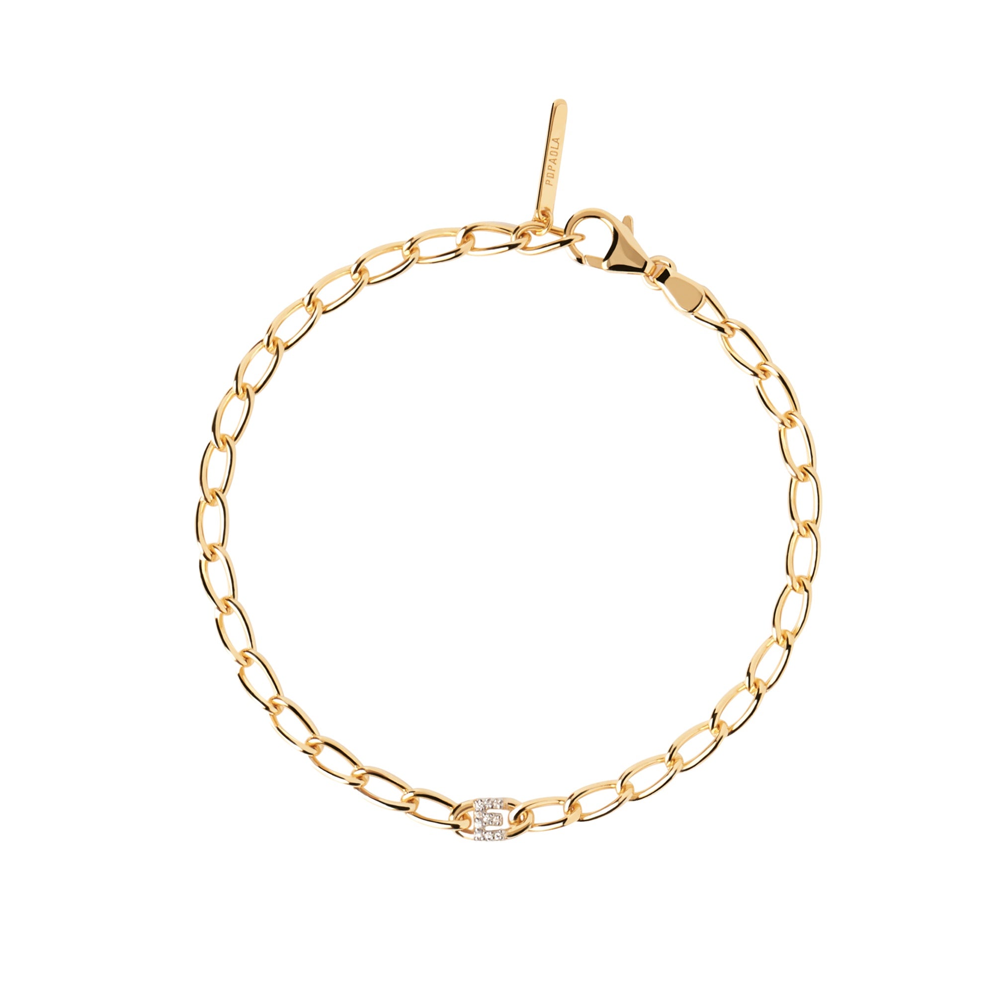 Letter E Chain Gold Bracelet