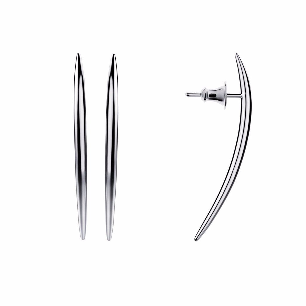 Silver Quill Long Stud Earrings