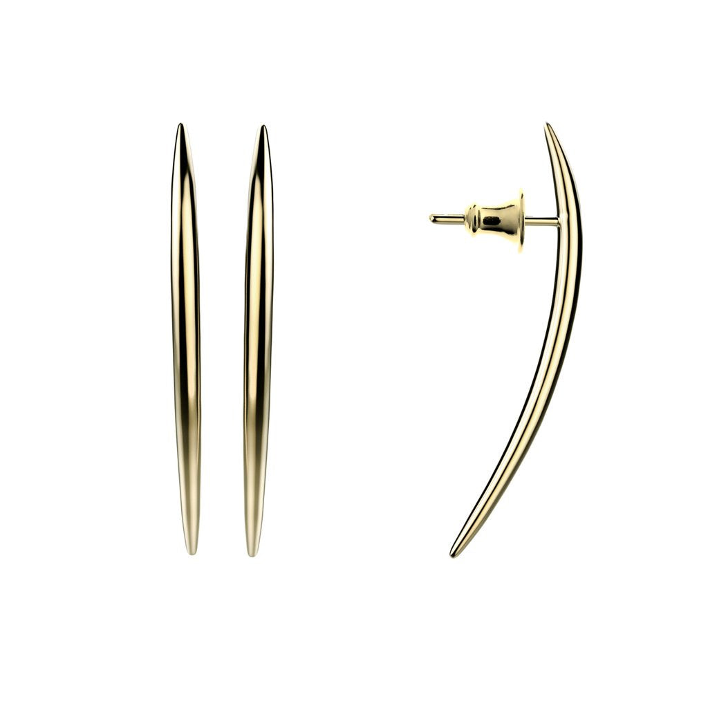 Yellow Gold Vermeil Quill Long Stud Earrings