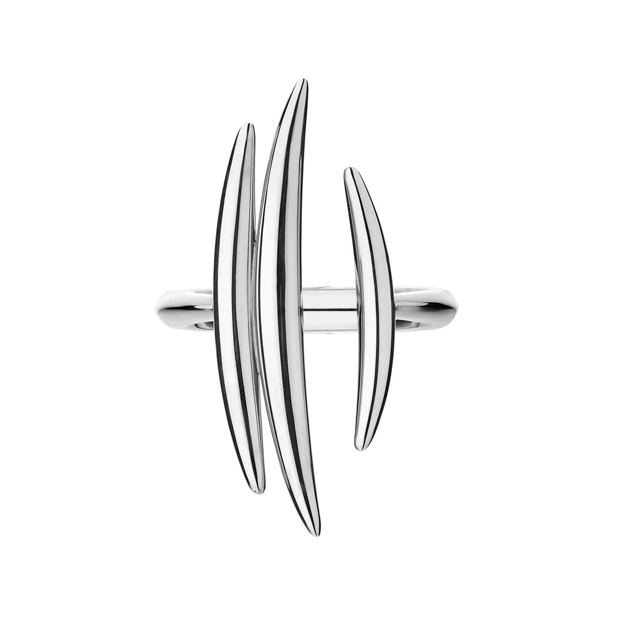 Silver Quill Triple Bar Ring