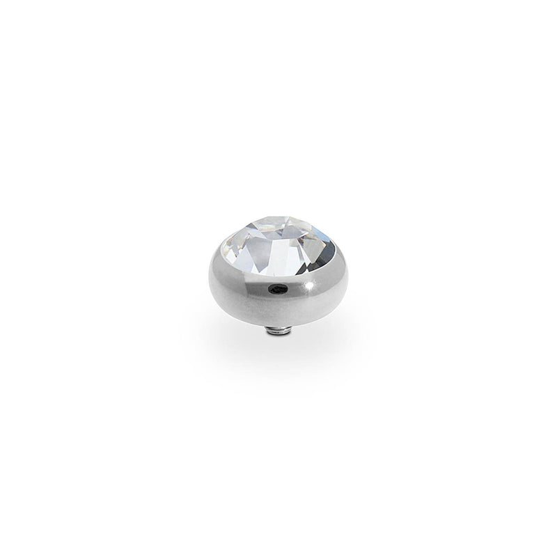 Sesto Silver and Clear Crystal Ring Gem Top 10mm