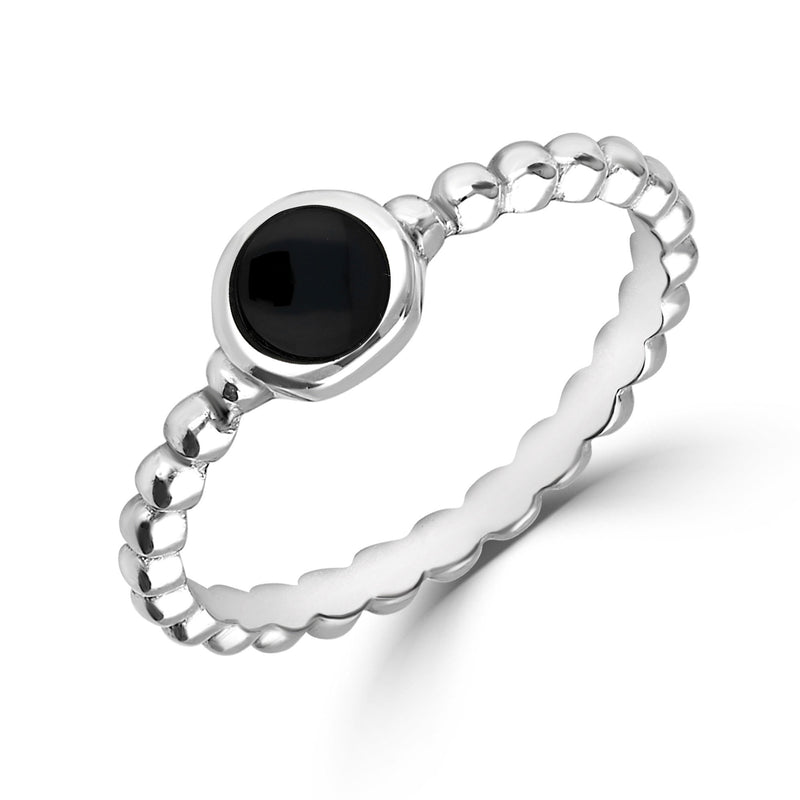 Sterling Silver Whitby Jet Stacking Bobble Ring
