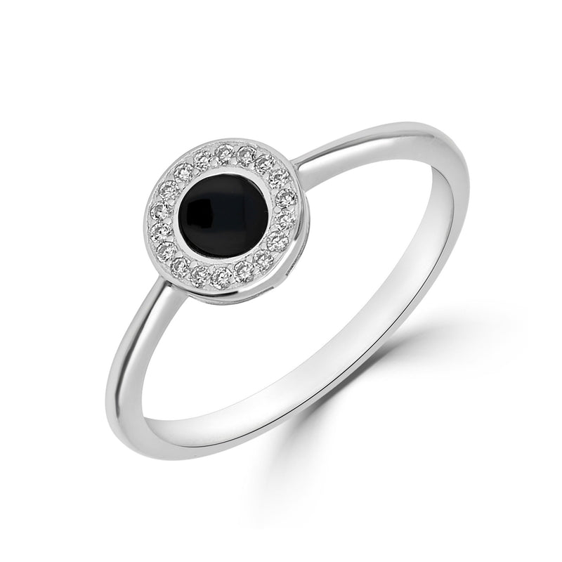 Sterling Silver Whitby Jet CZ Ring