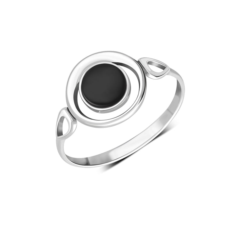 Sterling Silver Whitby Jet Swirl Ring