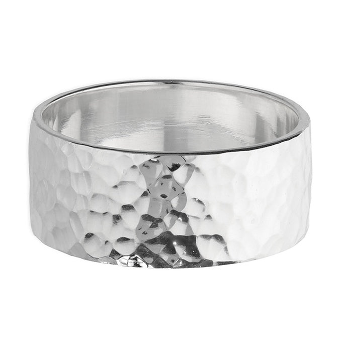 Sterling Silver Hammered Finish Wide Band Ring
