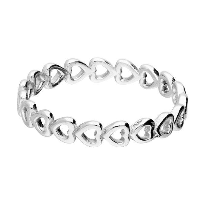 Sterling Silver Multi Open Heart Ring