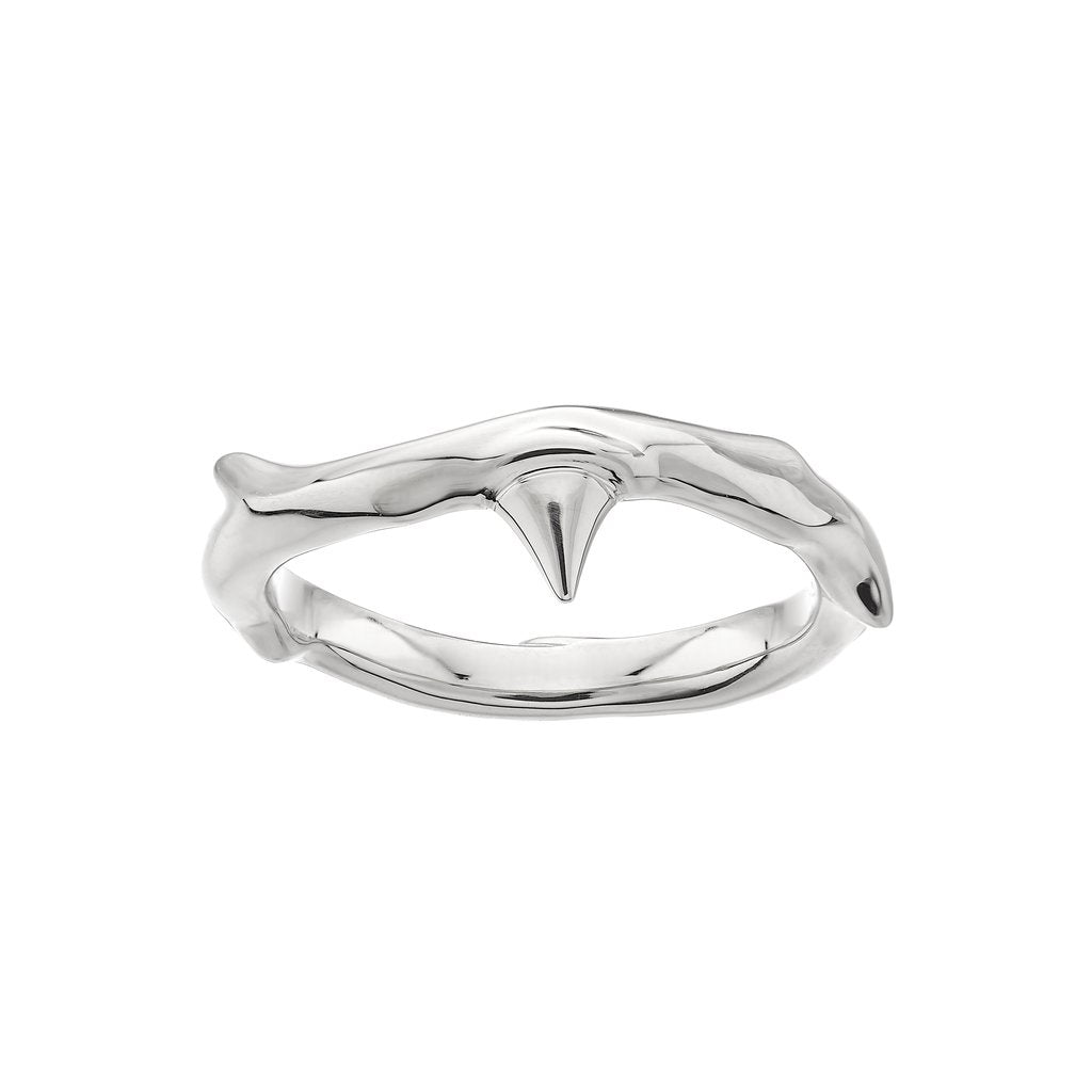 Silver Rose Thorn Band Ring