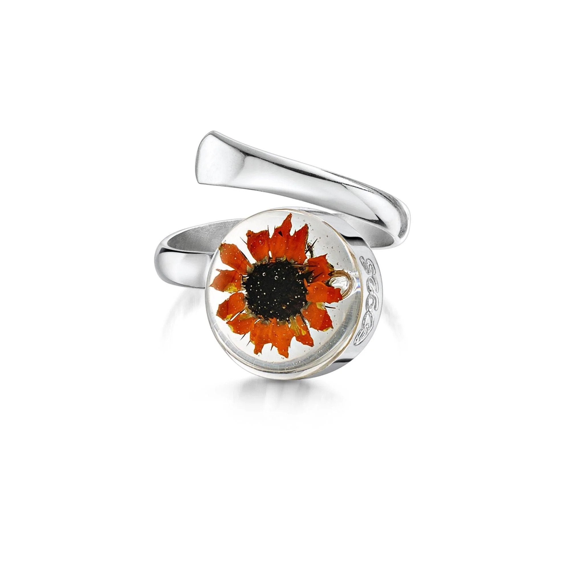 Sterling Silver Sunflower Adjustable Ring