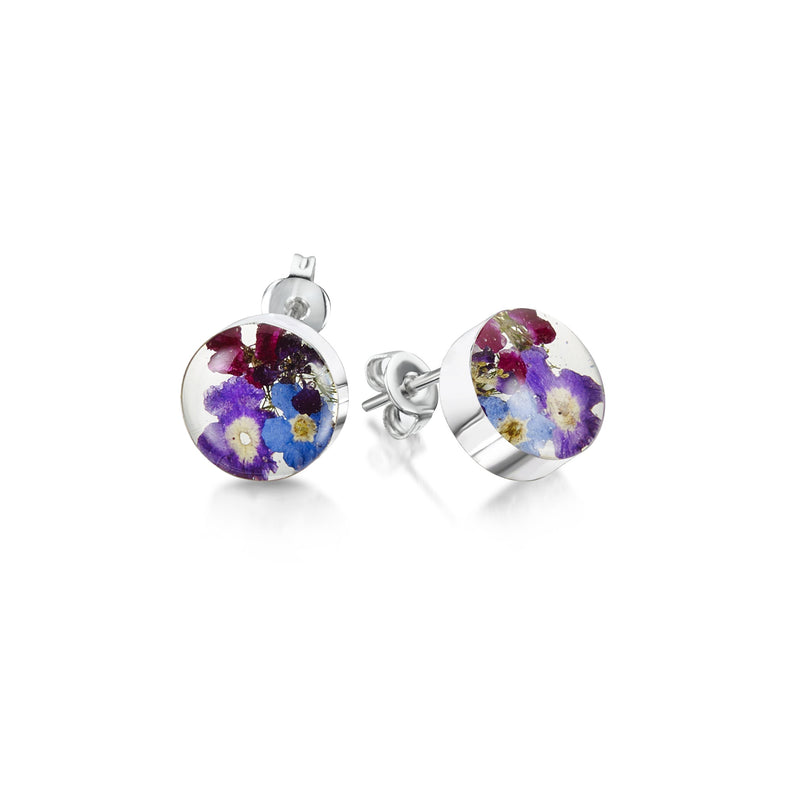 Sterling Silver Purple Haze Round Stud Earrings