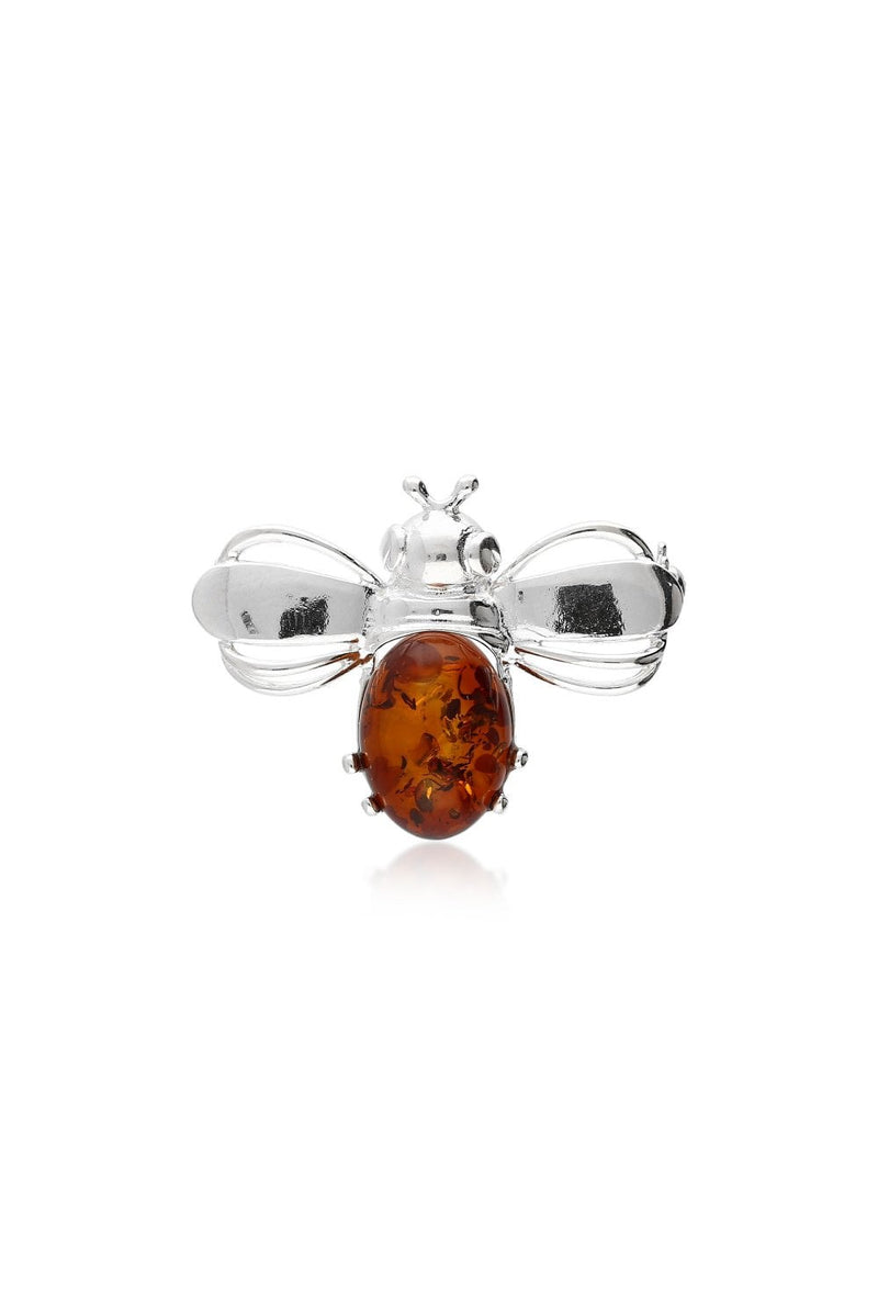 Sterling Silver Amber Bumblebee Brooch