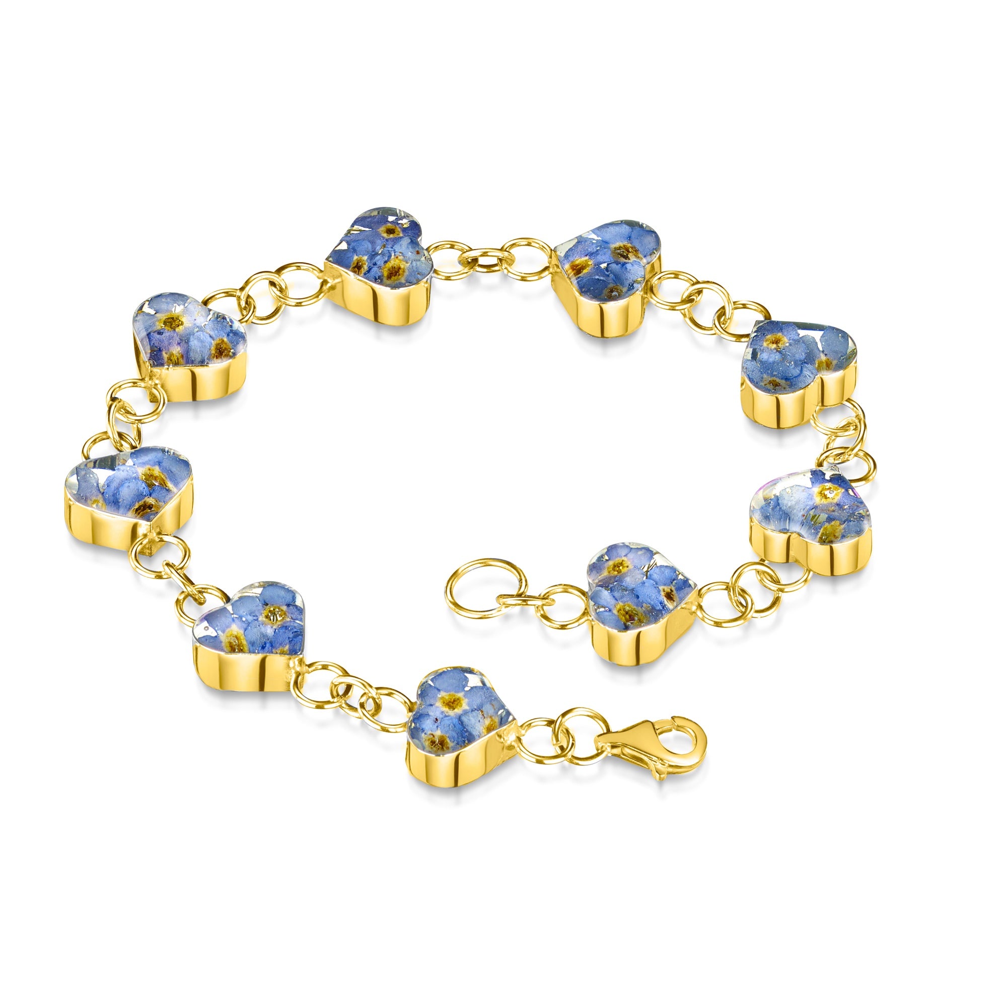 Gold Vermeil Forget Me Not Heart Bracelet