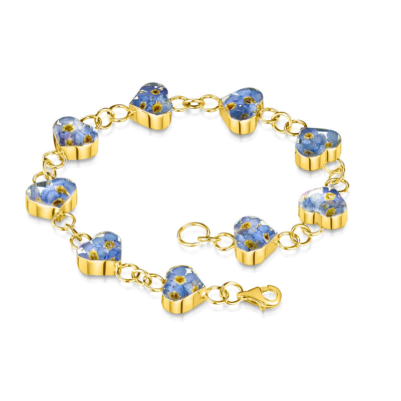 Gold Vermeil Forget Me Not Heart Bracelet