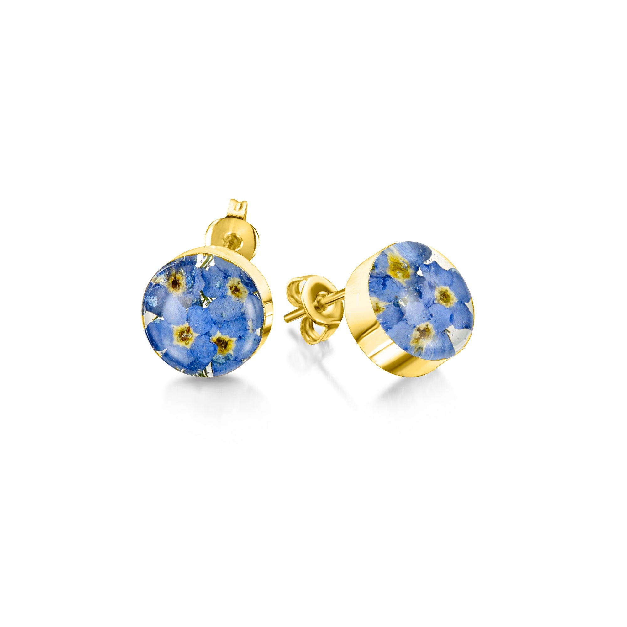Gold Vermeil Forget Me Not Round Stud Earrings