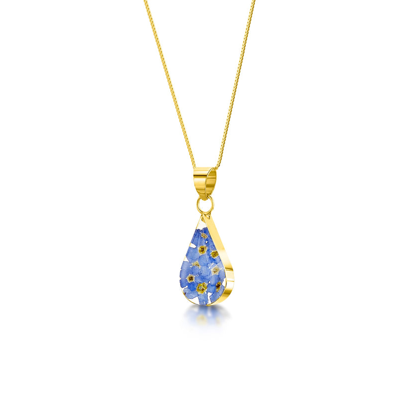 Gold Vermeil Forget Me Not Teardrop Pendant