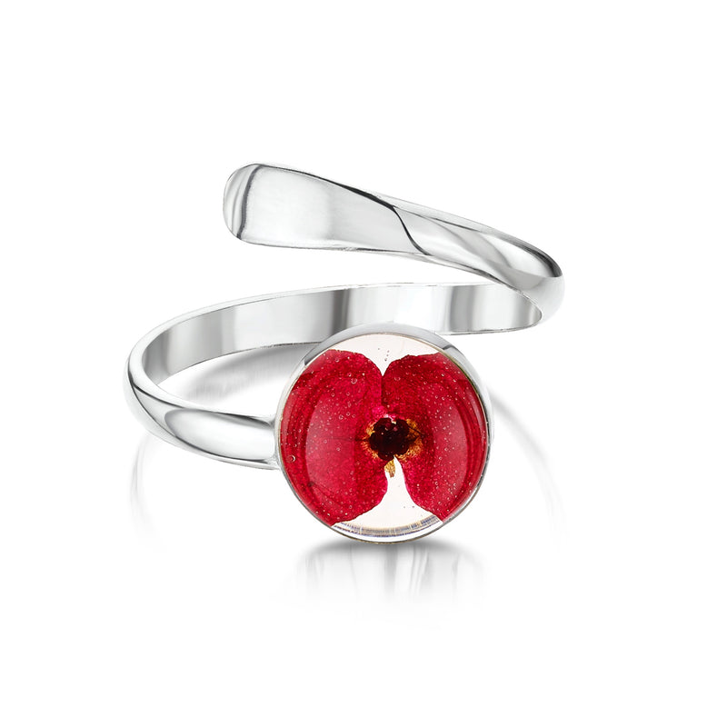 Sterling Silver Poppy Adjustable Ring